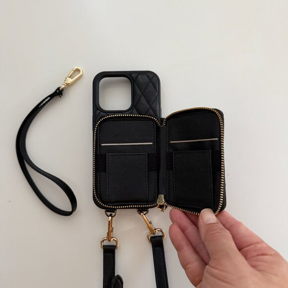 Kate Spade Case Apple iPhone 14 Pro Leopard Print Crossbody Faux Quilted Leather - Picture 16 of 16